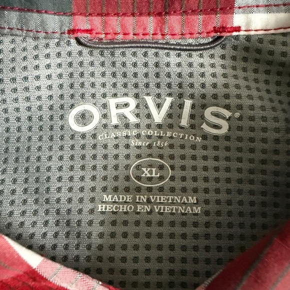 Orvis Gray and Red Plaid Button-Up Shirt - Picture 4 of 6